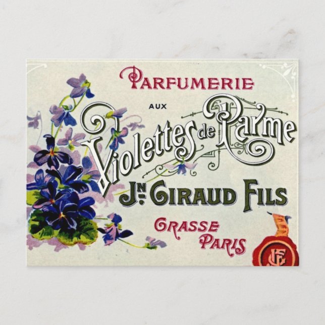 Postal Etiqueta francesa de perfume de violeta (Anverso)