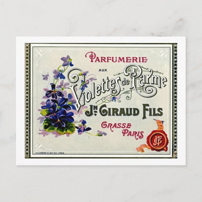 Postal Etiqueta francesa de perfume de violeta (Anverso)