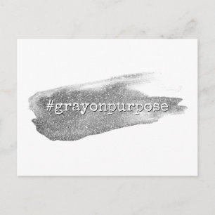Postal Etiqueta gris sobre broche Purpurina plateado con 