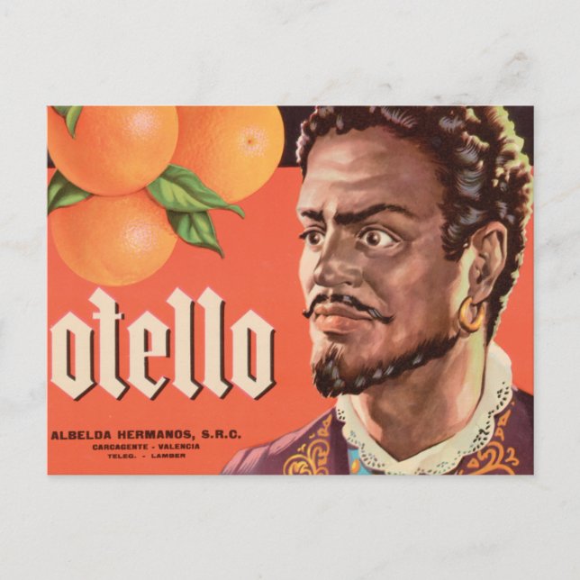Postal Etiqueta Naranja de Otello (Anverso)