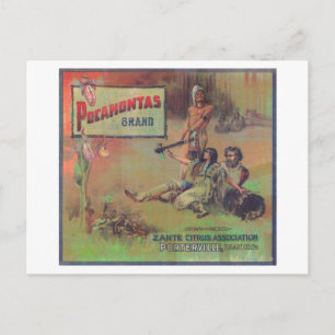 Postal Etiqueta Naranja de PocahontasPorterville, CA