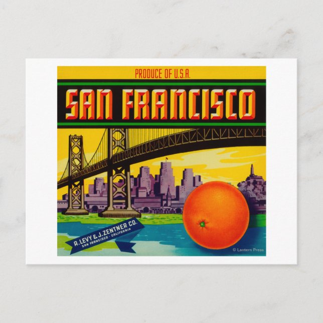 Postal Etiqueta Naranja de San Francisco (Anverso)
