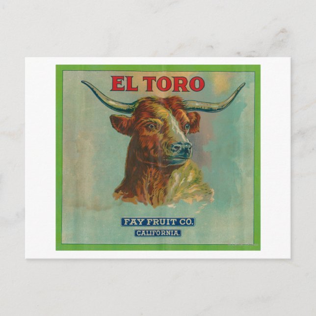 Postal Etiqueta Naranja El Toro (Anverso)