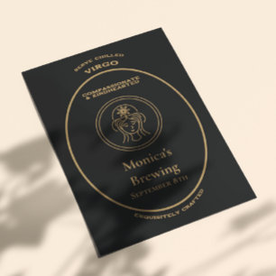 Postal Etiqueta Personalizada de Apothecario de Oro Zodia