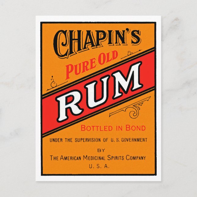 Postal Etiqueta Pure Old Rum (Anverso)