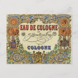 Postal Etiqueta romántica de perfume parisino.