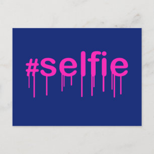 Postal Etiqueta Selfie Drooling on blue