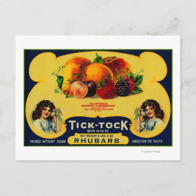 Postal Etiqueta Tick Tock Rhubarb (Anverso)