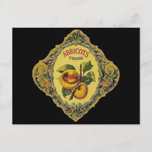 Postal Etiqueta Vintage de Albaricoque Francés