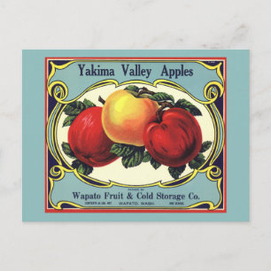 Postal Etiqueta Vintage de la tasa de fruta Art Yakima Va