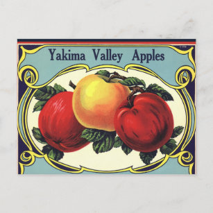Postal Etiqueta Vintage de la tasa de fruta Art Yakima Va