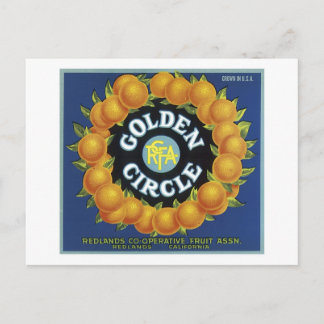 Postal Etiqueta Vintage de la tasa de frutas del círculo