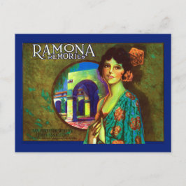 Postal Etiqueta vintage de los Recuerdos de Ramona
