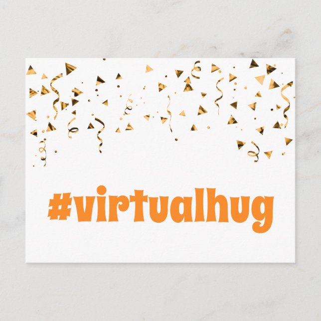 Postal Etiqueta virtual Hug Fun Naranja Font Gold Confett (Anverso)