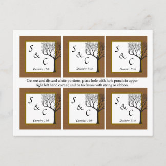 Postal Etiquetas de Favor de la Boda del Árbol de Otoño d