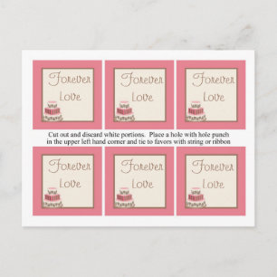 Postal Etiquetas de Favor de Pastel Boda Rosa/Marrón