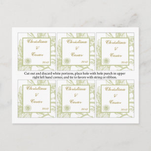 Postal Etiquetas Favor Green Gerbera Daisy Flores Verdes