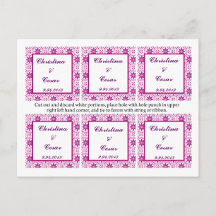 Postal Etiquetas Favor Magenta Púrpura Flor Formal Estrel