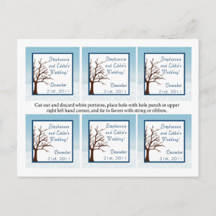 Postal Etiquetas Favor Twinkling Nieve / Árbol desnudo