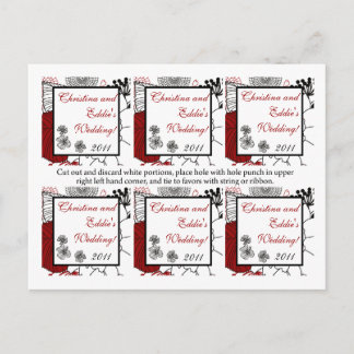 Postal Etiquetas favoritas Flores negras hojas rojas