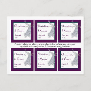 Postal Etiquetas favoritas Peacock/Rama de flores Purple