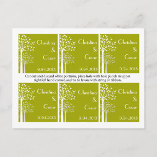 Postal Etiquetas Favorito Árboles verdes/blancos modernos