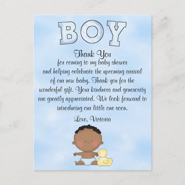 Postal Etnia de Baby Boy de Baby Shower (Anverso)