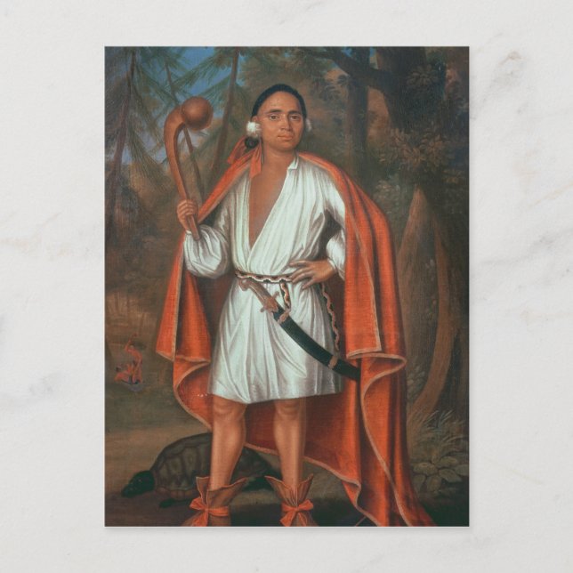 Postal Etow Oh Koam, Rey de las Naciones del Río, 1710 (Anverso)