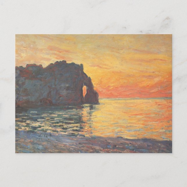 Postal Etretat, acantilado del ` Aval, puesta del sol - (Anverso)