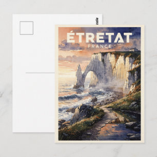 Postal Étretat Francia Viaje Vintage