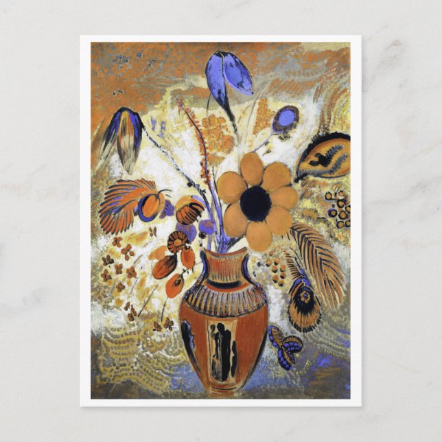 Postal Etruscan Vase with Flowers, Redon (Anverso)