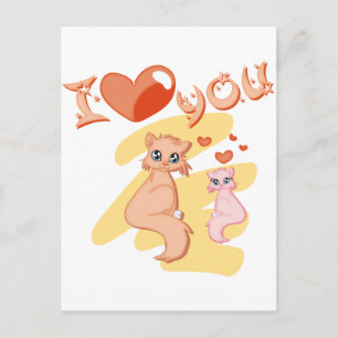 Postal Eu te amo gatos - Te amo gatos