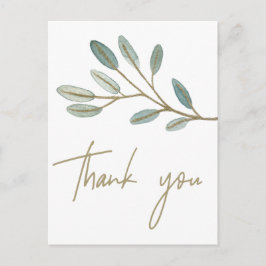 Postal Eucalipto con vino de oro Gracias