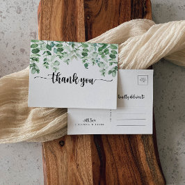 Postal Eucalipto de caligrafía minimalista Gracias