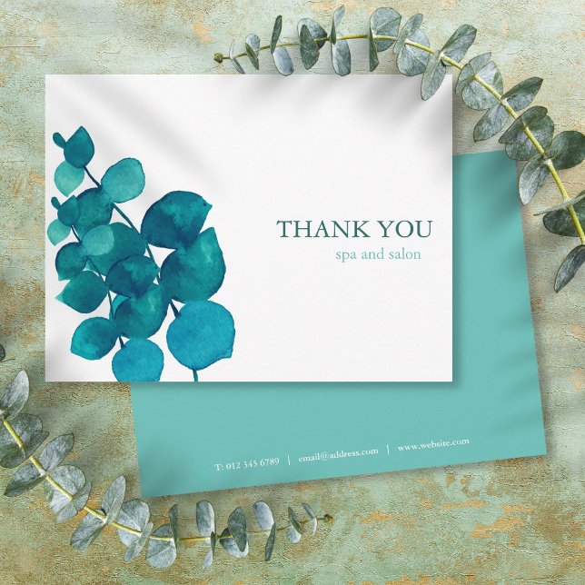 Postal Eucalipto De Negocios Modernos Gracias (Modern Business Eucalyptus Leaves Thank You Postcard)