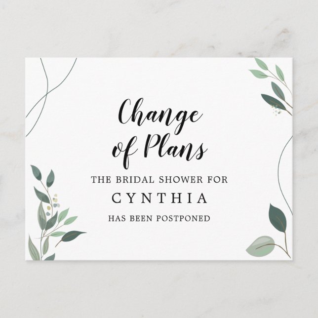 Postal Eucalipto simple minimalista elegante pospuesto (Anverso)