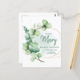 Postal Eucalipto Verde Moderno Elegante Ducha Bridal