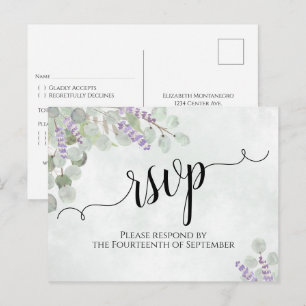 Postal Eucalipto y Boda de Lavanda RSVP