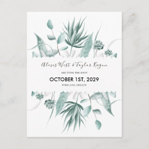 Postal Eucalyptus acuarela y Sucultura Guardar la fecha