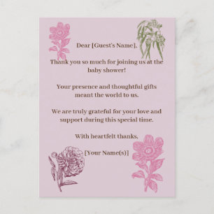 Postal Eucalyptus Baby Shower Peony Botánico Gracias