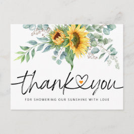 Postal Eucalyptus Baby Shower Rustic Sunflower Gracias