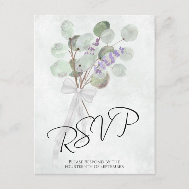 Postal Eucalyptus Bouquet Wedquet Wedding RSVP (Anverso)