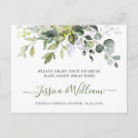 Postal Eucalyptus Bridal Shower Date Night Idea Card<br><div class="desc">Para una mayor personalización,  haga clic en el enlace "personalizar adicional" y utilice nuestra herramienta de diseño para modificar esta plantilla. Si necesita ayuda o elementos coincidentes,  por favor contáctame.</div>