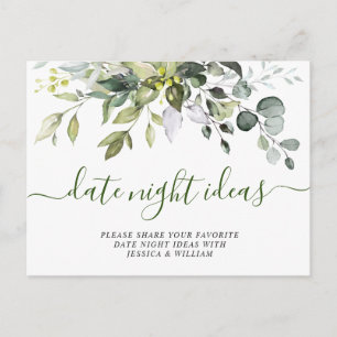 Postal Eucalyptus Bridal Shower Date Night Idea Card
