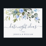 Postal Eucalyptus Bridal Shower Date Night Idea Card<br><div class="desc">Para una mayor personalización,  haga clic en el enlace "personalizar adicional" y utilice nuestra herramienta de diseño para modificar esta plantilla. Si necesita ayuda o elementos coincidentes,  por favor contáctame.</div>