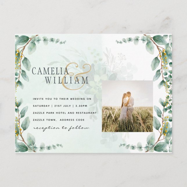 Postal Eucalyptus deja el BODA ORO QR CODE PRESUPUESTO (Anverso)