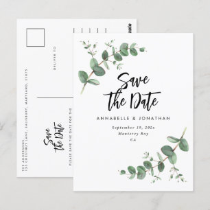 Postal Eucalyptus elegante boda moderna salva la fecha po