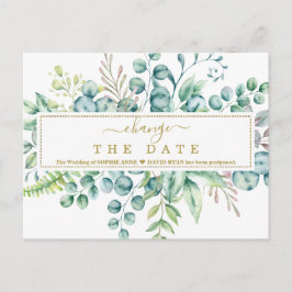 Postal Eucalyptus Floral Leaves Boda Cambiar La Fecha