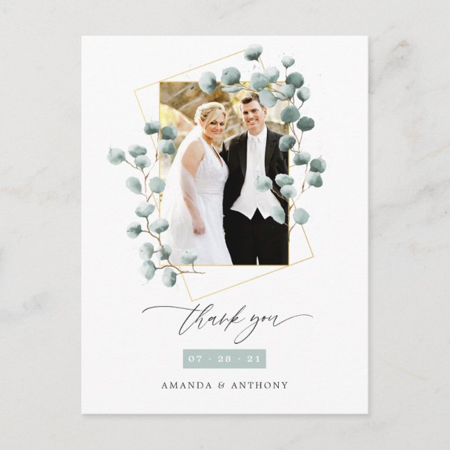 Postal Eucalyptus Forest Geometric Boda Gracias (Anverso)