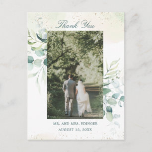 Postal Eucalyptus Greenery Boda Foto Gracias